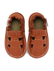 Summer leather shoes - brandy
