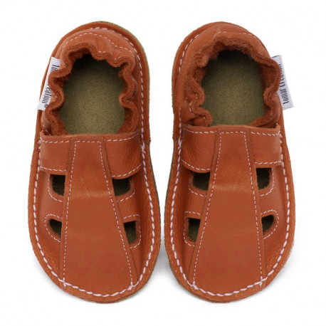 Summer leather shoes - brandy