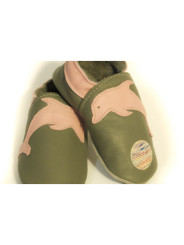 Soft slippers - yellow dolphin